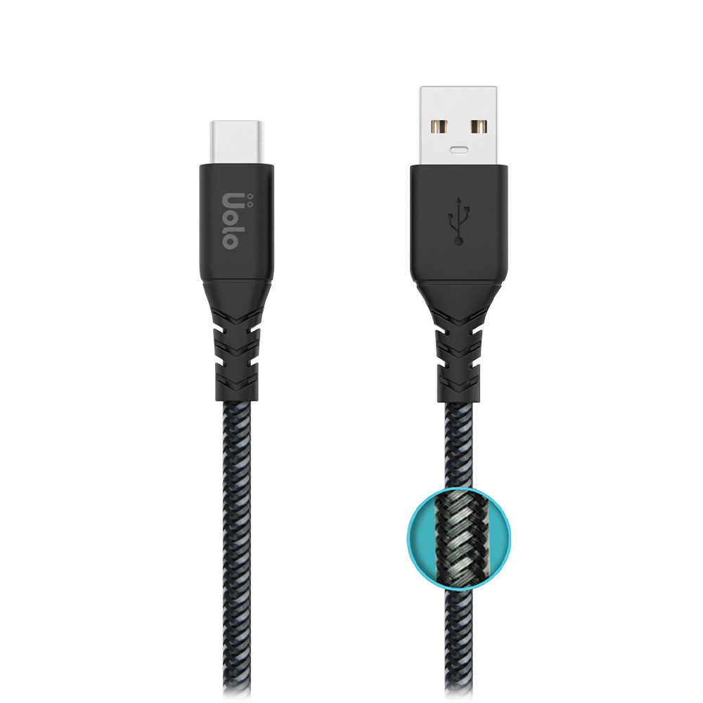 Uolo Link 2m Braided USB C to USB A 3.0 Charge & Sync Cable